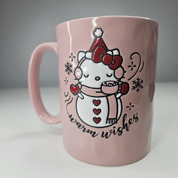Sanrio Hello Kitty Christmas  Winter Warm Wishes Pink Mug New - Picture 1 of 12
